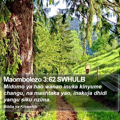 Maombolezo 3:62 SWHULB Bible Verse Image