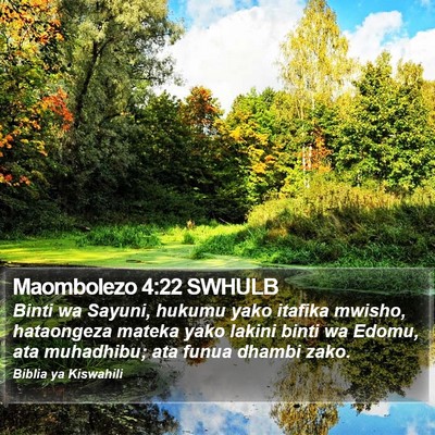 Maombolezo 4:22 SWHULB Bible Verse Image