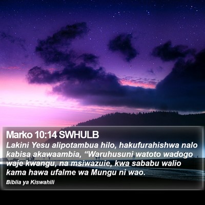 Marko 10:14 SWHULB Bible Verse Image