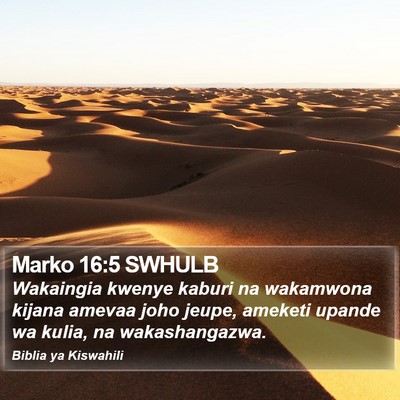 Marko 16:5 SWHULB Bible Verse Image