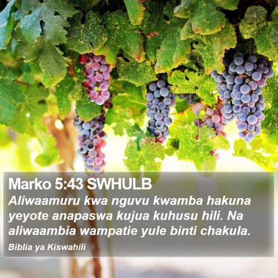 Marko 5:43 SWHULB Bible Verse Image