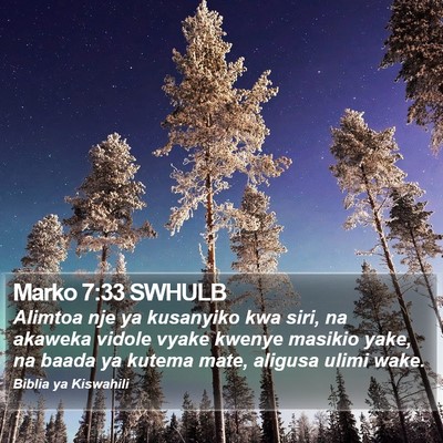 Marko 7:33 SWHULB Bible Verse Image