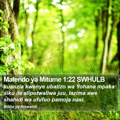 Matendo ya Mitume 1:22 SWHULB Bible Verse Image