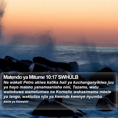 Matendo ya Mitume 10:17 SWHULB Bible Verse Image