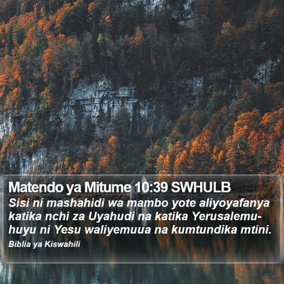 Matendo ya Mitume 10:39 SWHULB Bible Verse Image