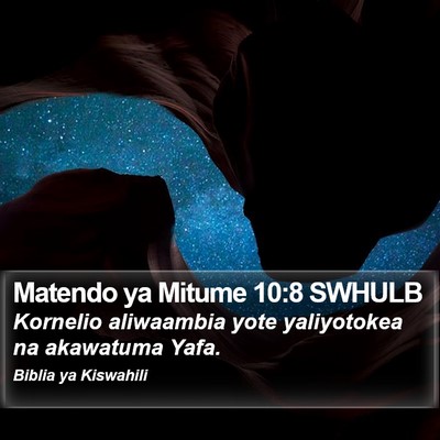 Matendo ya Mitume 10:8 SWHULB Bible Verse Image