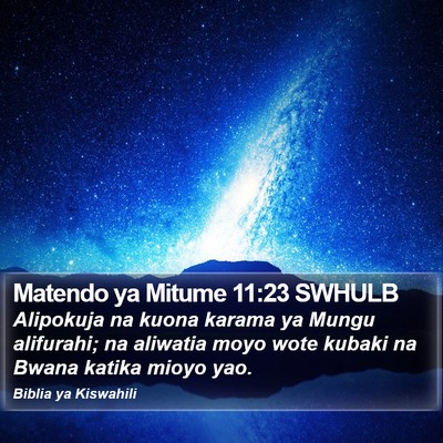 Matendo ya Mitume 11:23 SWHULB Bible Verse Image