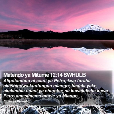 Matendo ya Mitume 12:14 SWHULB Bible Verse Image