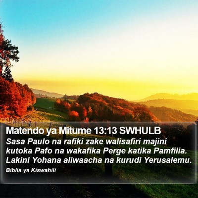 Matendo ya Mitume 13:13 SWHULB Bible Verse Image