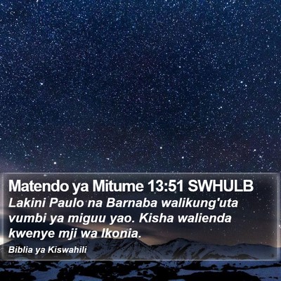 Matendo ya Mitume 13:51 SWHULB Bible Verse Image