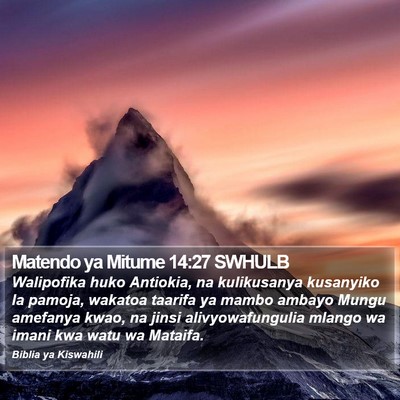 Matendo ya Mitume 14:27 SWHULB Bible Verse Image