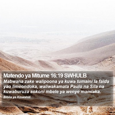 Matendo ya Mitume 16:19 SWHULB Bible Verse Image