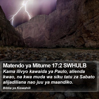 Matendo ya Mitume 17:2 SWHULB Bible Verse Image