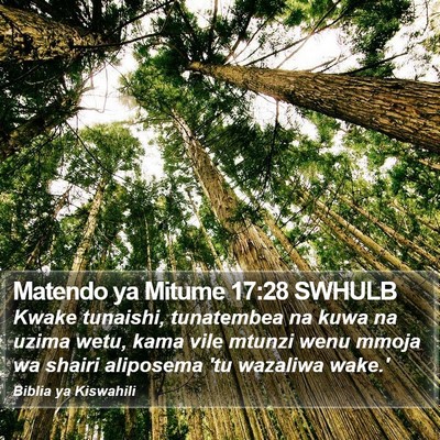 Matendo ya Mitume 17:28 SWHULB Bible Verse Image