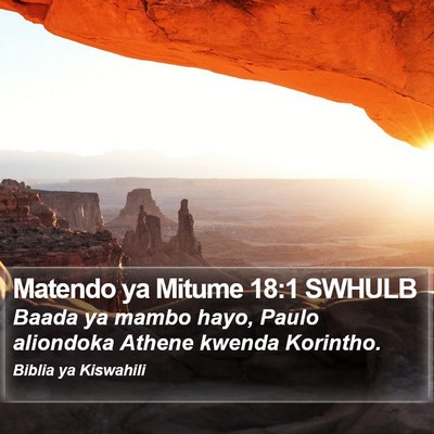 Matendo ya Mitume 18:1 SWHULB Bible Verse Image