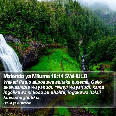 Matendo ya Mitume 18:14 SWHULB Bible Verse Image