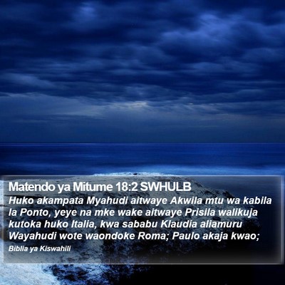 Matendo ya Mitume 18:2 SWHULB Bible Verse Image