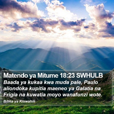 Matendo ya Mitume 18:23 SWHULB Bible Verse Image