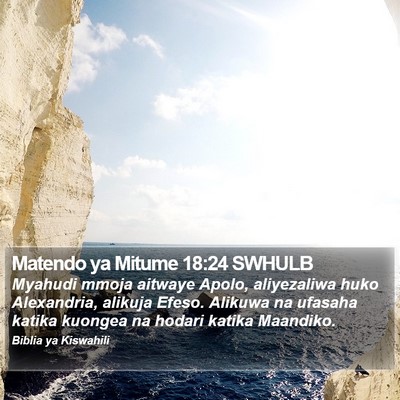Matendo ya Mitume 18:24 SWHULB Bible Verse Image