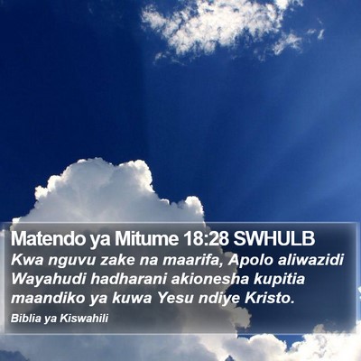 Matendo ya Mitume 18:28 SWHULB Bible Verse Image