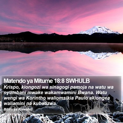Matendo ya Mitume 18:8 SWHULB Bible Verse Image