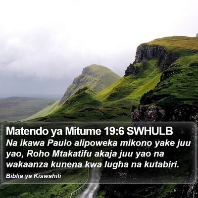 Matendo ya Mitume 19:6 SWHULB Bible Verse Image