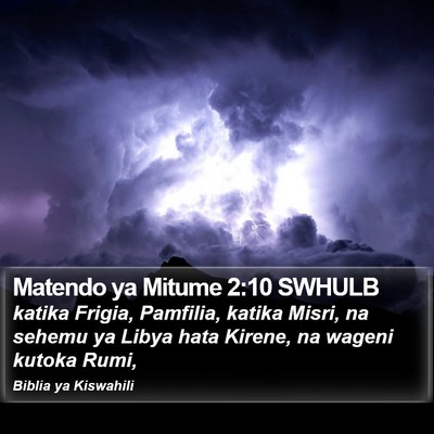 Matendo ya Mitume 2:10 SWHULB Bible Verse Image