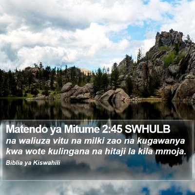 Matendo ya Mitume 2:45 SWHULB Bible Verse Image