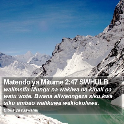 Matendo ya Mitume 2:47 SWHULB Bible Verse Image