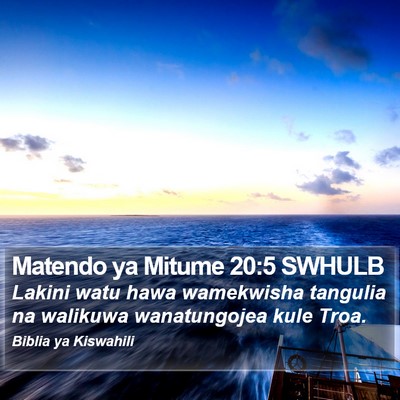 Matendo ya Mitume 20:5 SWHULB Bible Verse Image