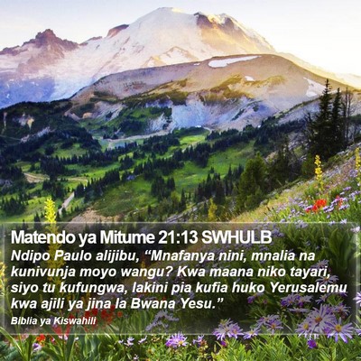 Matendo ya Mitume 21:13 SWHULB Bible Verse Image