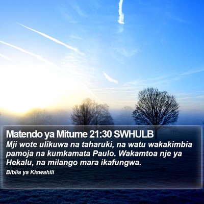 Matendo ya Mitume 21:30 SWHULB Bible Verse Image