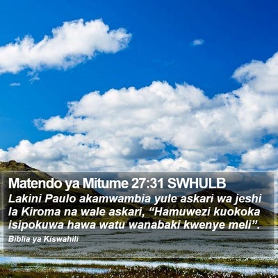 Matendo ya Mitume 27:31 SWHULB Bible Verse Image