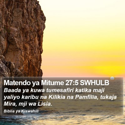 Matendo ya Mitume 27:5 SWHULB Bible Verse Image