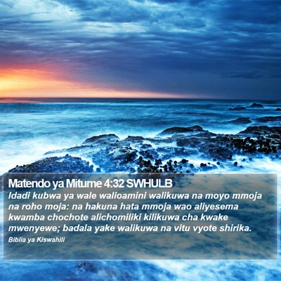Matendo ya Mitume 4:32 SWHULB Bible Verse Image