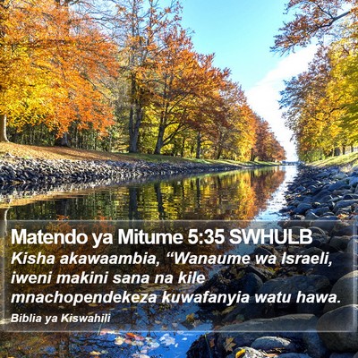 Matendo ya Mitume 5:35 SWHULB Bible Verse Image