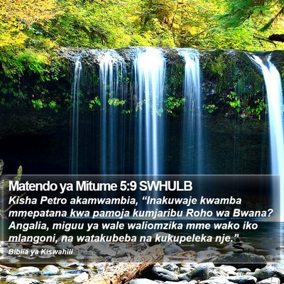 Matendo ya Mitume 5:9 SWHULB Bible Verse Image
