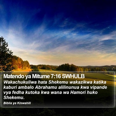Matendo ya Mitume 7:16 SWHULB Bible Verse Image