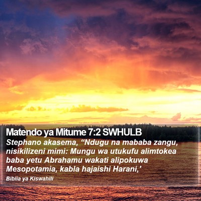 Matendo ya Mitume 7:2 SWHULB Bible Verse Image