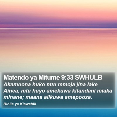 Matendo ya Mitume 9:33 SWHULB Bible Verse Image