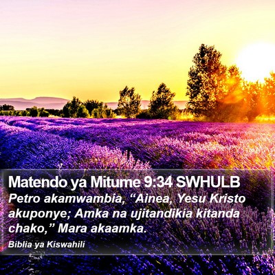 Matendo ya Mitume 9:34 SWHULB Bible Verse Image