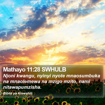 Mathayo 11:28 SWHULB Bible Verse Image