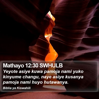 Mathayo 12:30 SWHULB Bible Verse Image