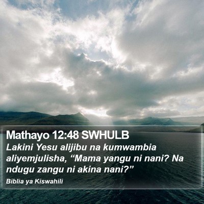 Mathayo 12:48 SWHULB Bible Verse Image