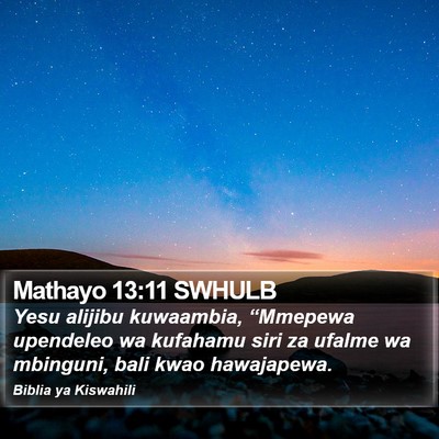 Mathayo 13:11 SWHULB Bible Verse Image