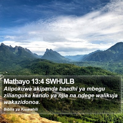 Mathayo 13:4 SWHULB Bible Verse Image