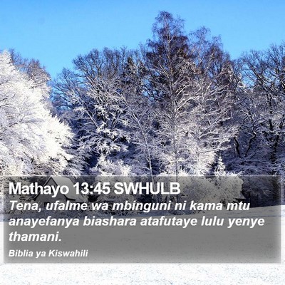 Mathayo 13:45 SWHULB Bible Verse Image
