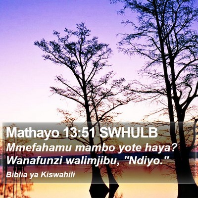 Mathayo 13:51 SWHULB Bible Verse Image
