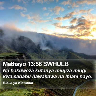 Mathayo 13:58 SWHULB Bible Verse Image