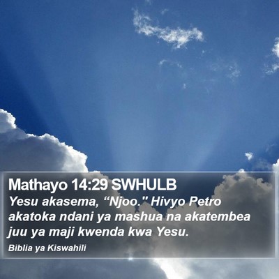 Mathayo 14:29 SWHULB Bible Verse Image